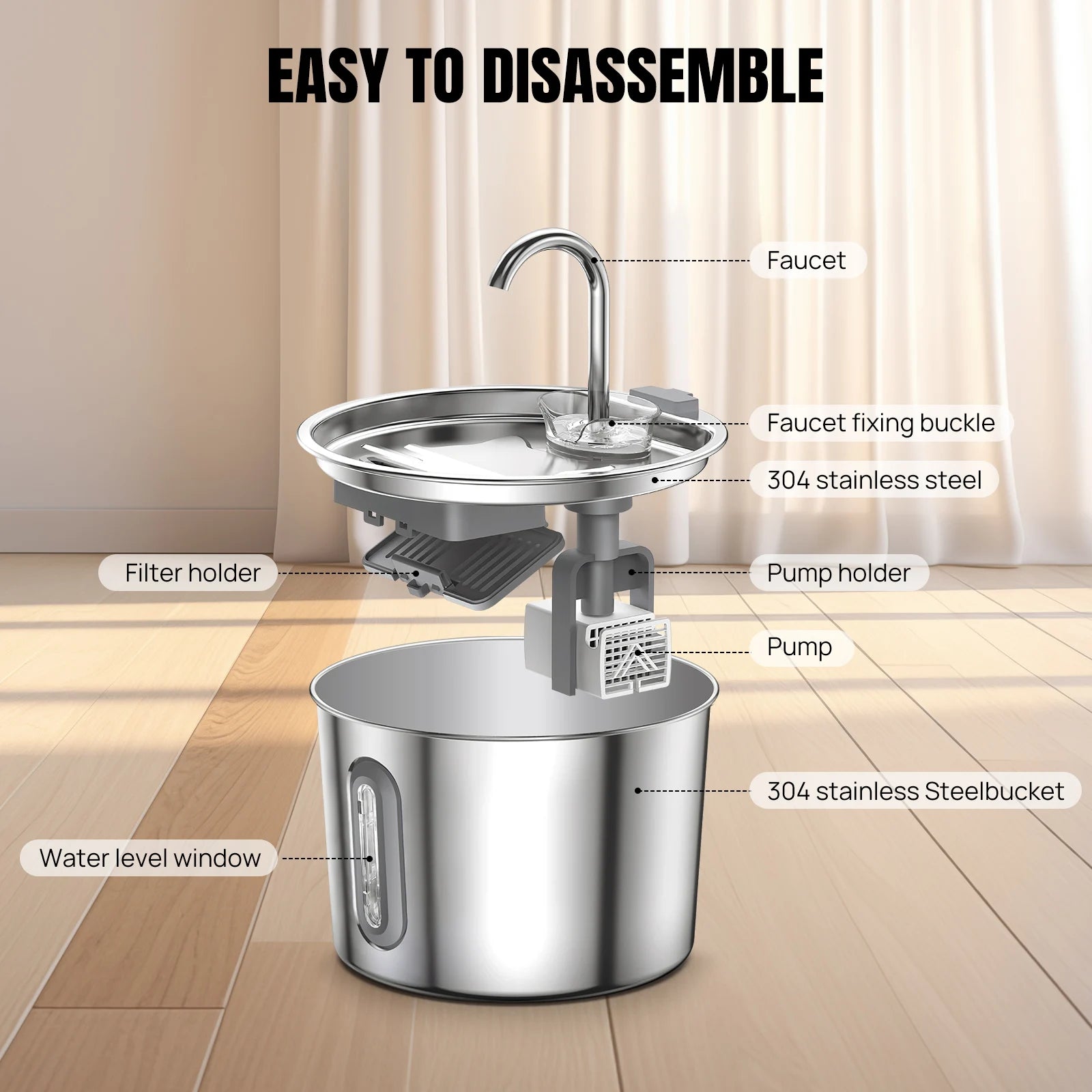 Fontaine à Eau Animaux 2.2L - Circulation Triple Filtration Silencieuse LED