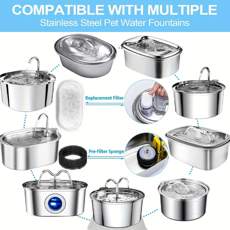 Filtres Charbon Actif Fontaine à Eau Animaux - Pack 15 Éponges Purifiantes