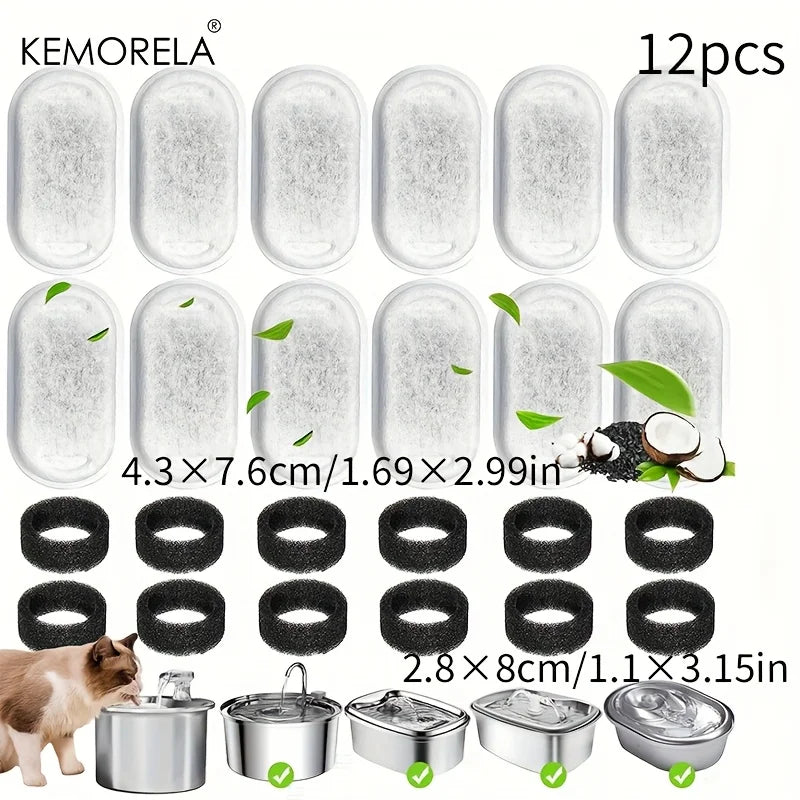 Filtres Charbon Actif Fontaine à Eau Animaux - Pack 15 Éponges Purifiantes